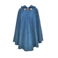 thumbnail image 1 of RXIRUCGD Women'S Fall/Winter Solid Color Horn Button Hooded Cape Wool Shaw( Blue ), 1 of 2