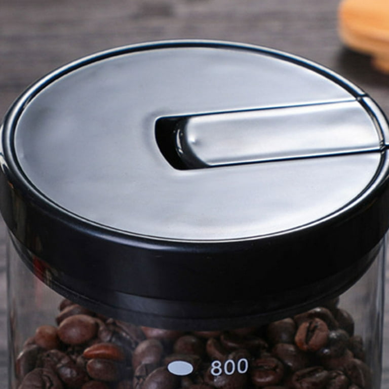 Airtight Glass Storage Canister (33.8oz), Clear Food Storage Container Jar  with Black Lid for Noodles Flour Cereal Rice Sugar Tea Coffee Beans 