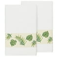 thumbnail image 2 of Authentic Hotel and Spa  Turkish Cotton Palm Fronds Embroidered White 2-piece Bath Towel Set, 2 of 3