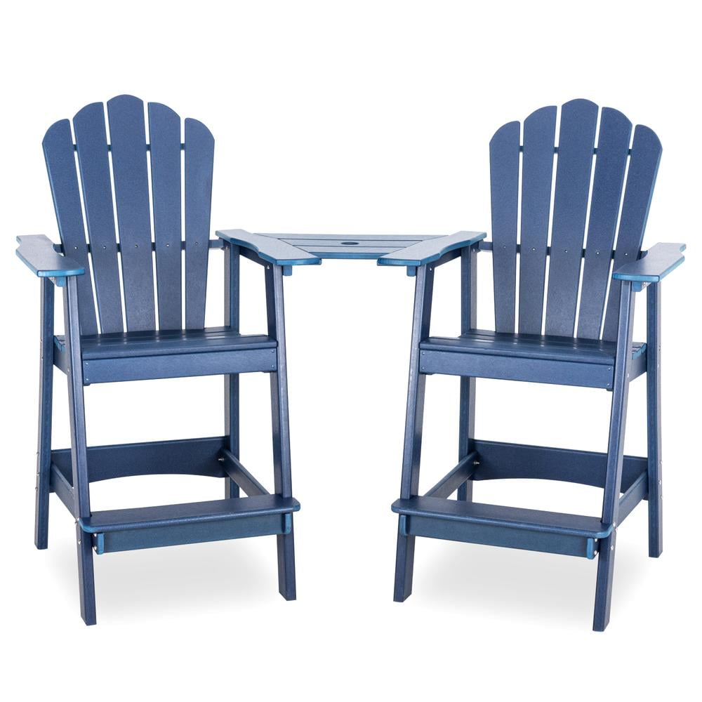 Eclife Tall Adirondack Chair Set of 2 Outdoor Patio Adirondack Bar Stools with Connecting Tray