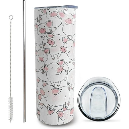 

Pig Gifts for Pig Lovers - Pig Tumbler Pig Cup With Lid and Straw - 20 Oz Stainless Steel Insulated Water Bottle - Birthday Christmas Gift