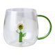 thumbnail image 1 of Taza de vidrio hecha a mano con forma de animal y planta, taza de agua, linda taza para café, leche y asa colorida., 1 of 8
