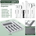 thumbnail image 2 of KINGSTONE 49-Piece Black Silverware Set for 8, 304 Stainless Steel Flatware with Organizer and Steak Knives, Dishwasher Safe, 2 of 6