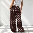 thumbnail image 4 of Dweltoz Women's Polka Dot Barrel Sweatpants Wide Leg Pants Drawstring Elastic Waist Loose Fit Casual Sweat Pants with Pockets Lounge Trousers,Coffee 5XL, 4 of 5