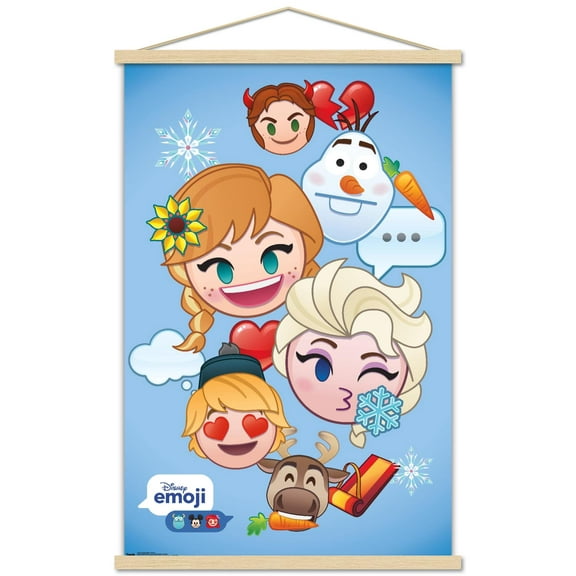 Disney Emoji - Frozen Wall Poster with Wooden Magnetic Frame, 22.375" x 34"