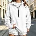 thumbnail image 2 of Cmfcve Women's Casual Oversized Half Zip Sweatshirts Long Sleeve Solid Color Pullover Tops Jackets with Pockets, 2 of 6