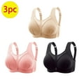 thumbnail image 3 of Fanxing 3 Pack Plus Size Bras for Women High Support Wireless Breathable Liftup Bra Comfortable No Underwire Push up Underwear XXXL：40C/40D/40DD；42A/42B/42C, 3 of 7