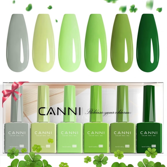 Set de esmaltes de uñas en gel CANNI Emerald Green, 9 ml x 6 para niñas
