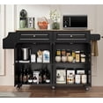 thumbnail image 3 of Aiho 45.5'' Kitchen Island Cart with Storage , Rolling Kitchen Island with Folding Drop Leaf Breakfast Bar for Dining Room, Black, 3 of 9