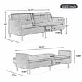 thumbnail image 4 of Furntsy Modern Linen Upholstered Futon Sofa Bed for Compact Living Space, Apartment, White, 4 of 9
