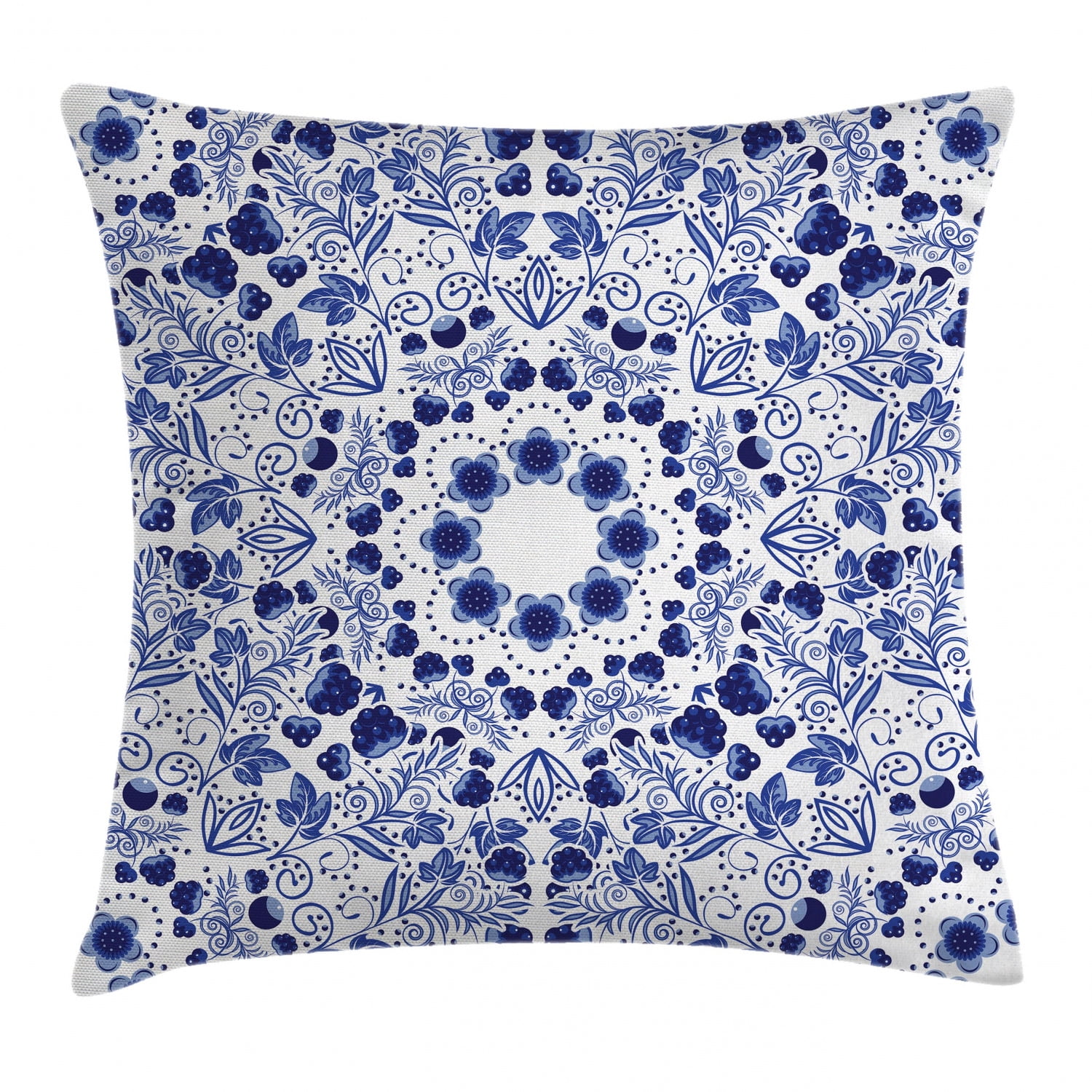 Flower Throw Pillow Cushion Cover, Middle Eastern Swirl Petals with