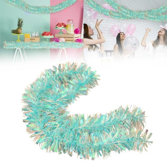 EZPXFCI Tinsel Garland, 50 Inch Christmas Metallic Foil Tinsel Garland Decoration for Party Holiday Tree Walll Rail Home Office Event Fall Thanksgiving Christmas Decoration