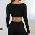 thumbnail image 6 of WCJM Long Sleeve Crop Tops for Women Ribbed Square Neck Slim Fitted Casual Y2K Top Fashion Women's Long Sleeve T-Shirt, 6 of 8