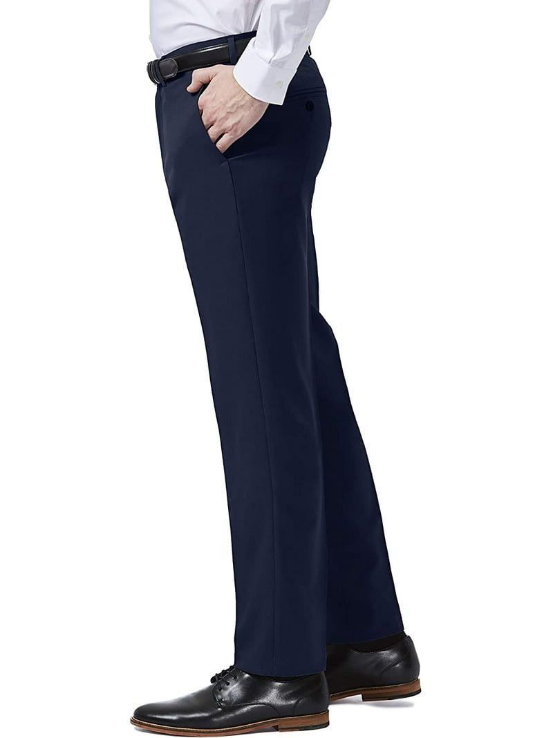 Men's Haggar Premium Comfort Flex-Waist Slim-Fit Stretch Flat-Front Dress  Pants Color: Blue Size: 32X29 - Walmart.com