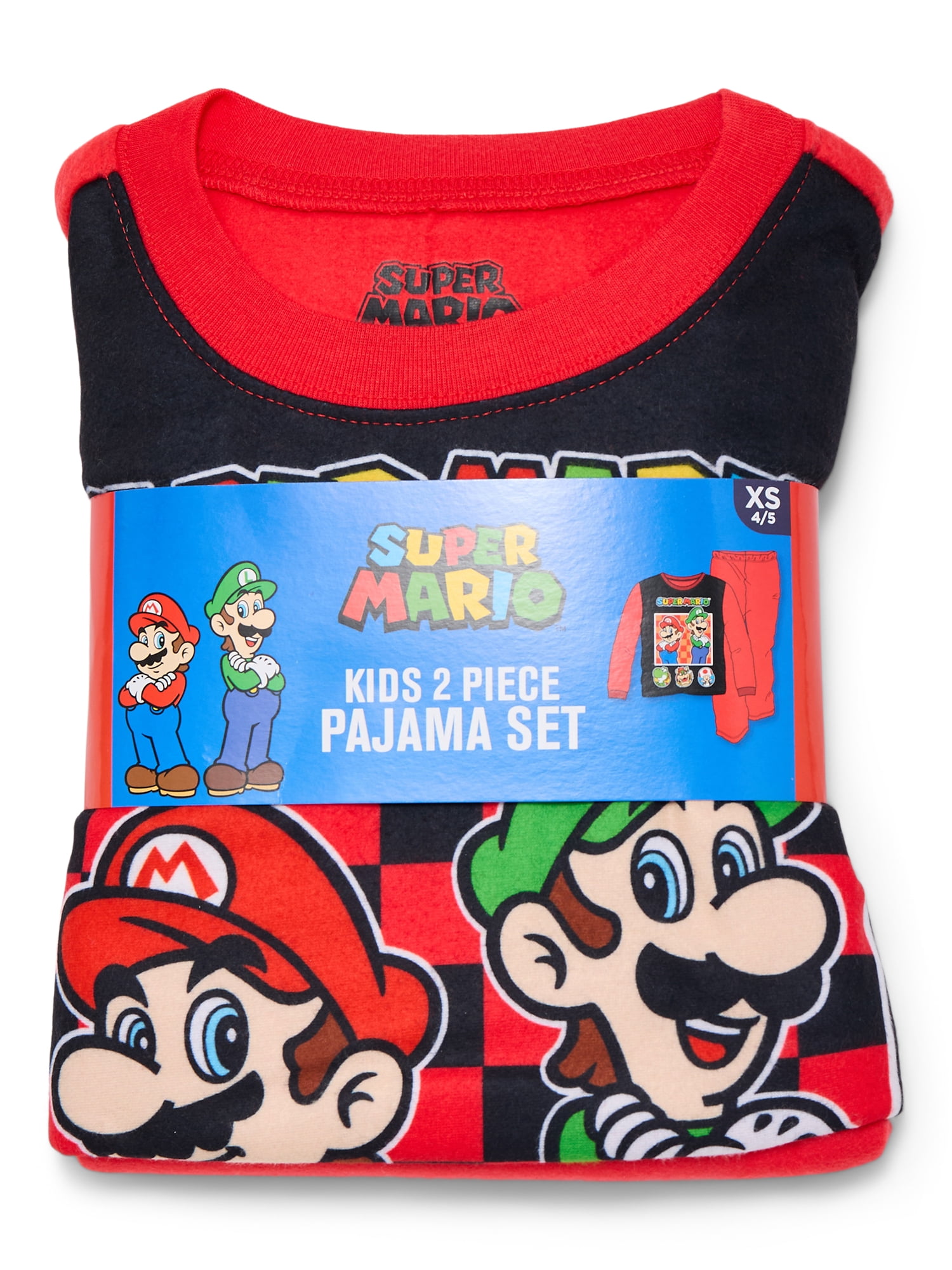 Super Mario Boys Long Sleeve Top and Pants Pajama Set, Sizes 4-16