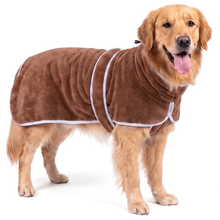 PcEoTllar Dog Bathrobe Microfiber Dog Drying Coat Super Absorbent Dog Towel Robe for Small Medium Large Dogs Quick Dry Dog Bath Towel for After Bath Swimming & Rainy Days Brown L