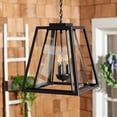 thumbnail image 2 of SAFAVIEH Rydler 3-Light C35,E12 Black Steel Pendant Light with Clear Shade, 2 of 6