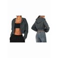 thumbnail image 3 of Women'S Fleece Zip Up Hoodies Cropped Sweatshirts Casual Jackets Trendy Y2K Gray M, 3 of 6