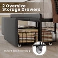 thumbnail image 2 of Bolvdo Bed Frame with Linen Upholstered Headboard, Lockable Storage, Queen Size, Gray, 2 of 8