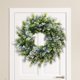 thumbnail image 3 of Artificial Green Eucalyptus Wreath,18 in Greenery Wreath with Natural Rattan Mini Spring Autumn Wreath Garland for Front Door decorationation Blanco verde Macarena Corona de eucalipto, 3 of 7