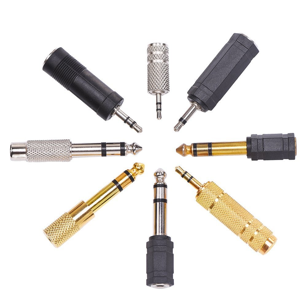 eBoot 8 Pieces Instrument Adapter_ Headphone Adapter Gold Stereo