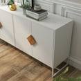 thumbnail image 6 of Astarth Storage Sideboard Cabinet White Modern 4 Doors Kitchen Buffet Cabinet Television Tables Entryway Cupboard Furniture with Solid Wood Square Handles and Metal Legs, 6 of 9