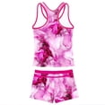 thumbnail image 2 of PROALLO Girls Bathing Suits Two-Piece Swimsuit with Boyshorts Vest-Style Tankini(6-7T Dream Rose), 2 of 5