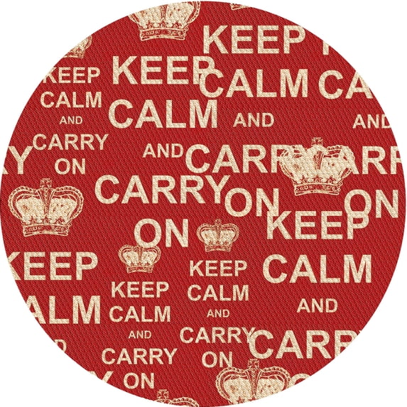Ahgly Company Indoor Round Patterned Red Area Rugs, 6' Round