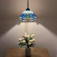 thumbnail image 2 of Tiffany Pendant Lights Fixture Blue Stained Glass Dragonfly LED Bulb Included for Dining Room Hotel Restaurant Cafe 12"W*12"D*60"H, 2 of 5