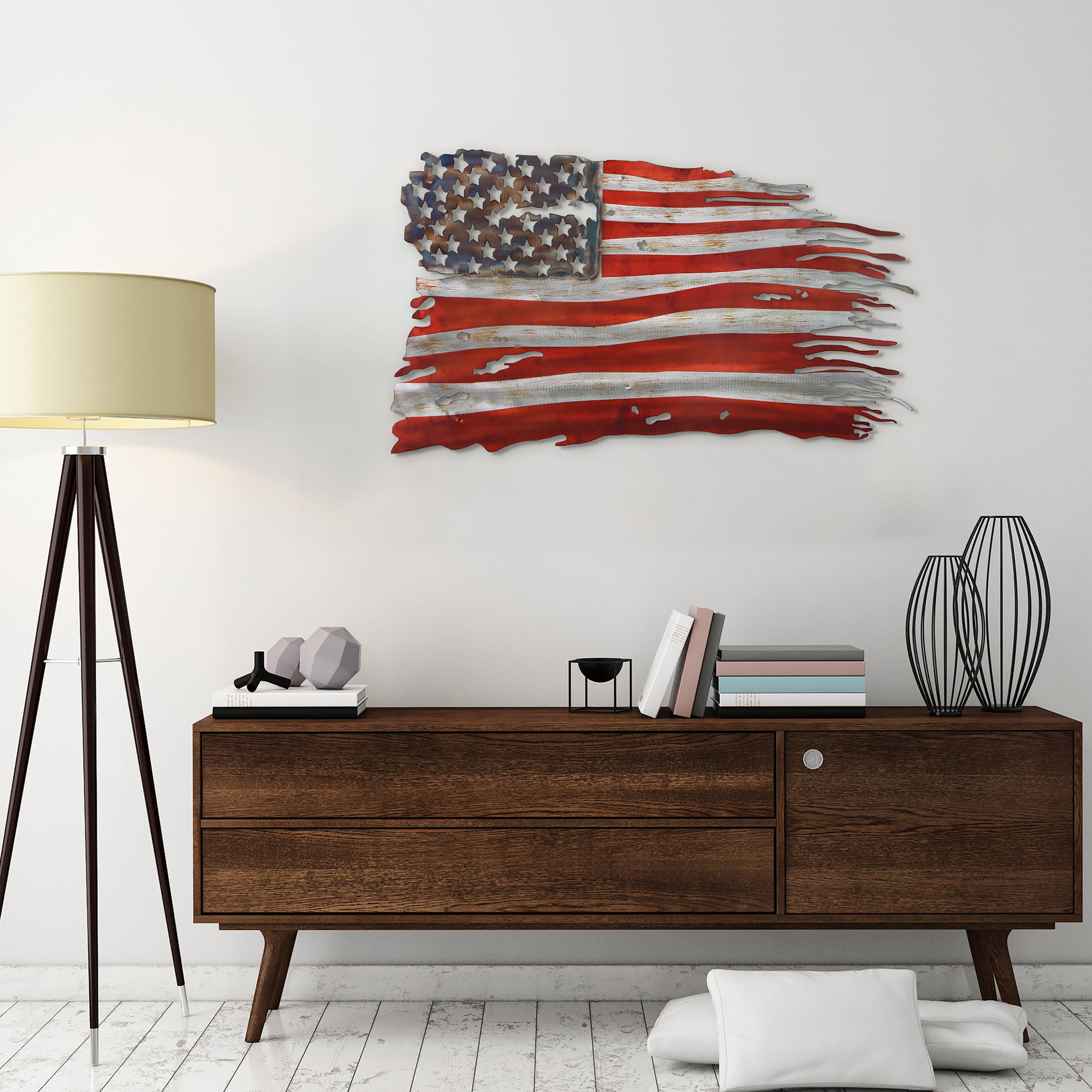 Empire Art Direct ADM-5009-1831-R Free & Brave Hand Painted Etched Metal Wall Sculpture