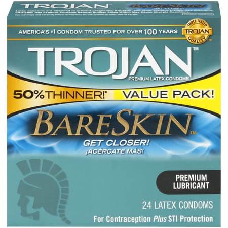 Trojan Sensitivity BareSkin Lubricated, Latex Condoms, (Best Feeling Condoms For Men)