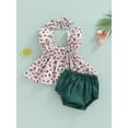 thumbnail image 2 of Bagilaanoe 6M-3Y Summer Newborn Infant Toddler Baby Girl Summer Clothes Set Ruffle Cherry Print Tops PP Shorts Outfits, 2 of 8