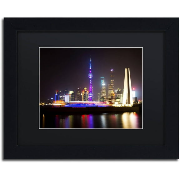 Trademark Fine Art "Shanghai City" Canvas Art by Philippe Hugonnard, Black Matte, Black Frame