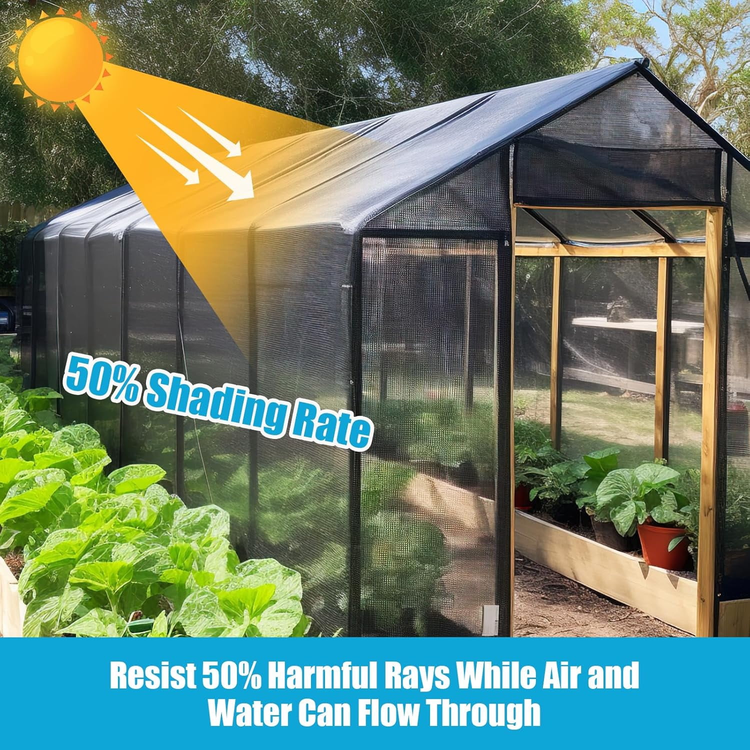 Shade&Beyond 5'10" x 100 FT 50% Eyelets Shade Cloth Roll,Cuttable Sun Shade Mesh Tarp UV Resistant Screen Cover for Garden, Patio, Greenhouse, Kennel, Canopy, Roll,Black
