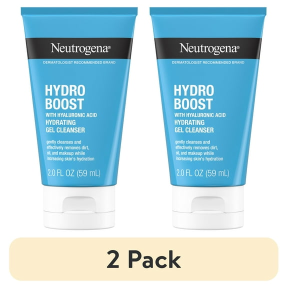 (2 pack) Neutrogena Hydro Boost Hyaluronic Acid Facial Cleansing Gel, 2 fl. oz