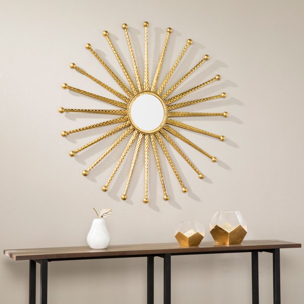 Marbur Gold Starburst Decorative Wall Mirror, Gold