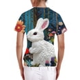 thumbnail image 4 of Women's Floral Embroidered Rabbit T-Shirt, Short Sleeve Casual V-Neck Top, Vintage Style Graphic Tee, 4 of 5