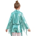 thumbnail image 4 of iiniim Girls Shiny Metallic Fringe Jacket Long Sleeve Sparkly Dance Tassel Jacket Coat Hip Hop Jazz Clothes Light Green 6, 4 of 6