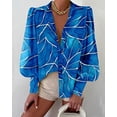 thumbnail image 3 of BTFBM Women Fashion Button Down Shirts V Neck Boho Printed Long Sleeve Blouses Dressy Casual Spring Fall Tops, 3 of 6