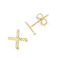 thumbnail image 3 of JewelStop 14K Yellow Gold 7.5mm Diamond-Cut Fancy Post X Earrings with Push Back Clasp, 3 of 4