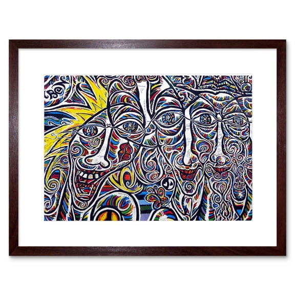 Graffiti Psychedelic Colourful Faces Framed Wall Art Print