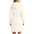 thumbnail image 4 of Naittoop Womens Twist Fleece Robe with Hood Soft Cozy Winter Warm Plush Bathrobe After Spa Shower Fall Belted Fuzzy Bath Robe, 4 of 5