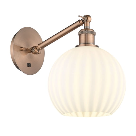 317-1W-AC-G1217-8WV Innovations Lighting White Venetian - 1 Light Arm Adjusts Up and Down Wall Sconce In Modern Style-10 Inches Tall and 8 Inches