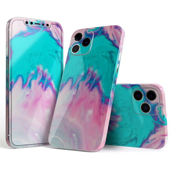 DesignSkinz Marbleized Pink and Blue Paradise V432 Full-Body Skin Decal Wrap Cover for iPhone 16