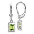 thumbnail image 6 of 925 Sterling Silver Rhodium 7x5 Emerald Cut Peridot Leverback Earrings, 6 of 7