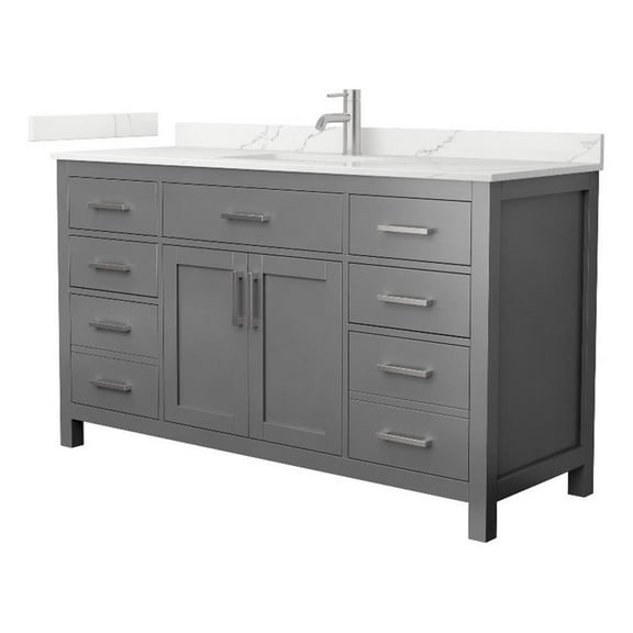 Beckett 60" Dark Gray Single Vanity & Giotto Quartz Top (1-Hole) & Nickel Trim
