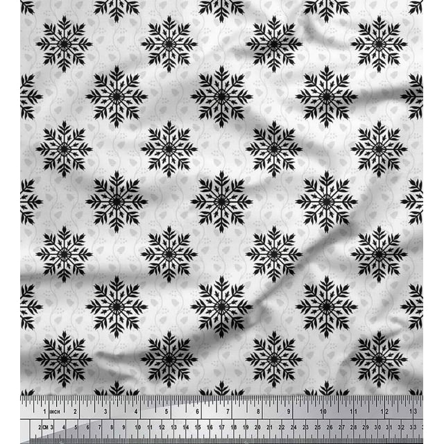 Soimoi Rayon Tissu Feuilles & Flocon de Neige Impression Artistique Couture Tissu Yard 42 Pouces de Large