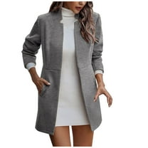 Fesfesfes Hoodie Coat for Women Outfits Top Lapel Long Sleeve Solid Outwear Jackets Tops Coats