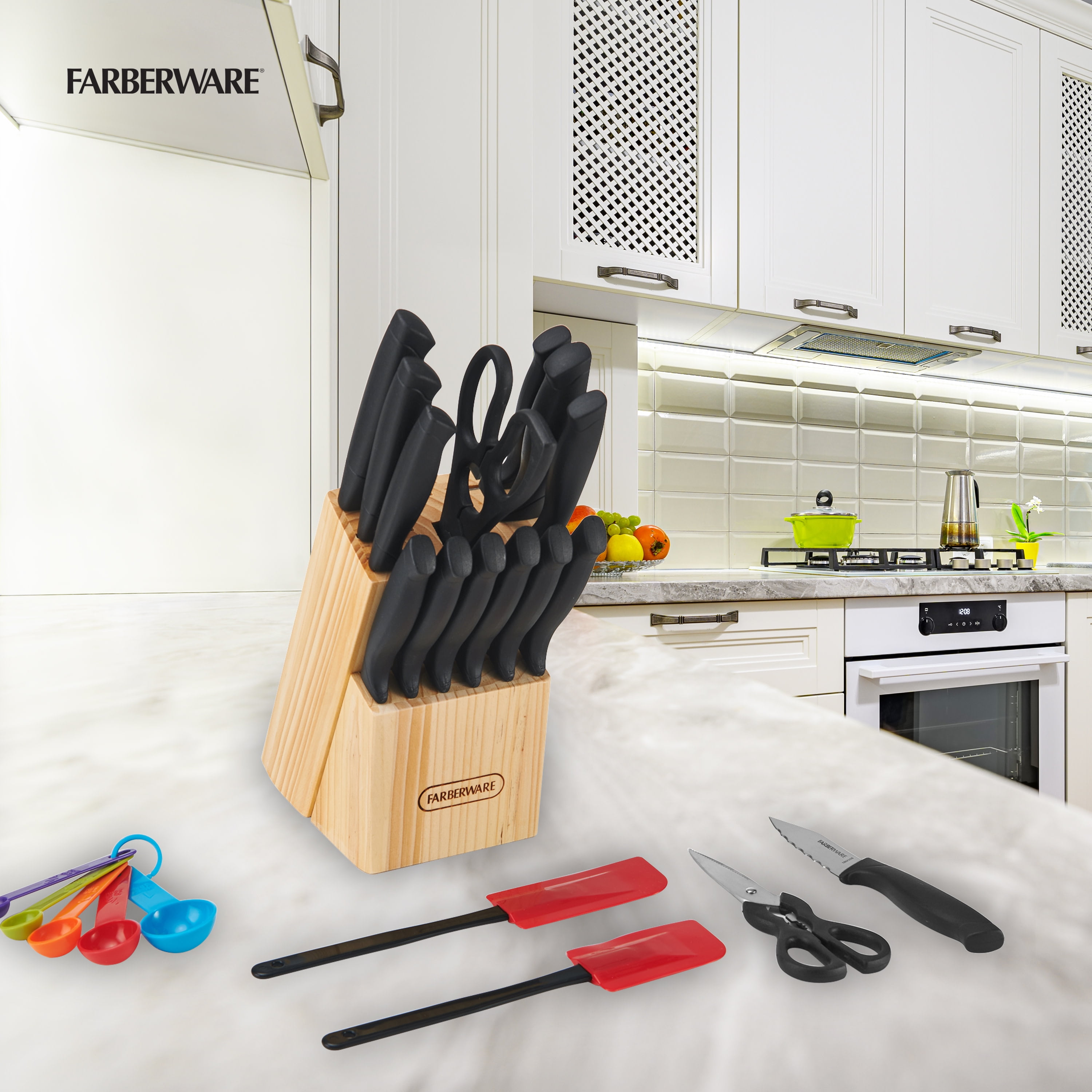 Farberware Knife Armor Dishwasher Safe Knives and Knife Block Set