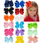 BANGCOOL 6'' Big Bows Hair Clips Cute Lovely Ribbon Bow Clip Hair Bow Set Multicolor Hair Accessories for Baby Girls Kids Child Teens, 15Pcs
